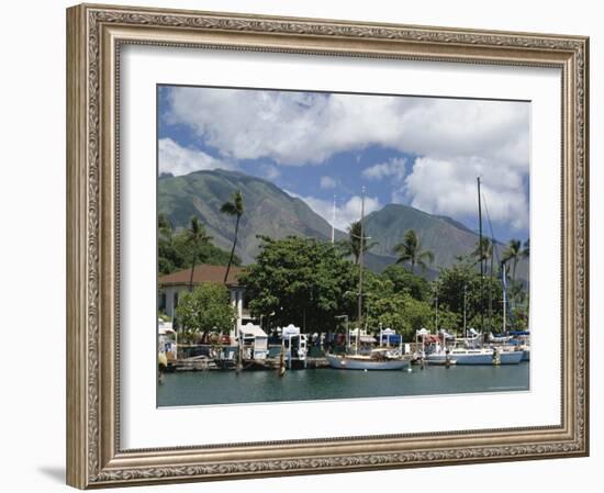 Sailing Boats in the Harbour of Lahaina, an Old Whaling Station, West Coast, Hawaii-Tony Waltham-Framed Photographic Print