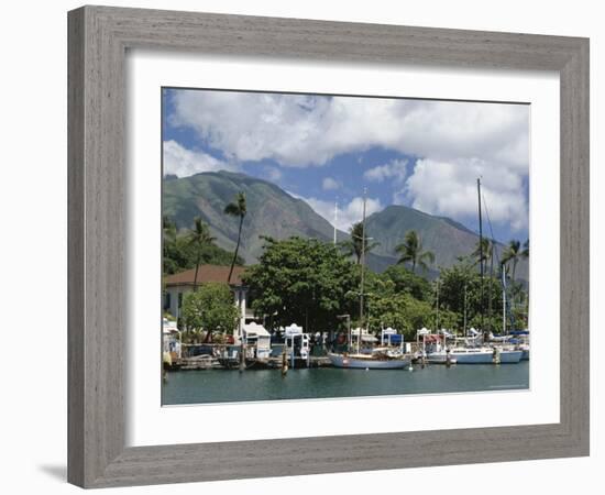 Sailing Boats in the Harbour of Lahaina, an Old Whaling Station, West Coast, Hawaii-Tony Waltham-Framed Photographic Print