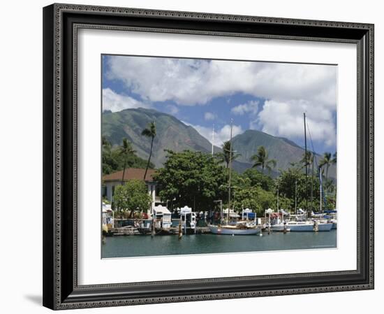 Sailing Boats in the Harbour of Lahaina, an Old Whaling Station, West Coast, Hawaii-Tony Waltham-Framed Photographic Print