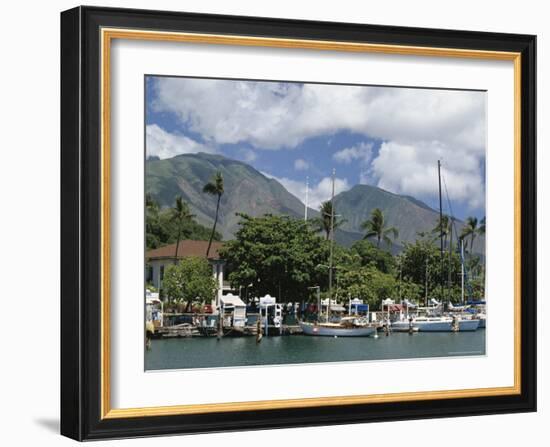 Sailing Boats in the Harbour of Lahaina, an Old Whaling Station, West Coast, Hawaii-Tony Waltham-Framed Photographic Print