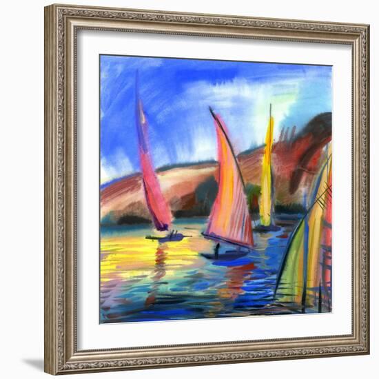 Sailing Boats In The Sea-balaikin2009-Framed Art Print