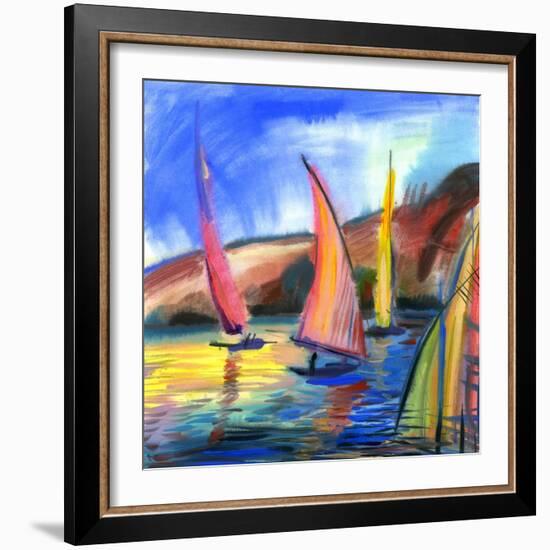 Sailing Boats In The Sea-balaikin2009-Framed Art Print