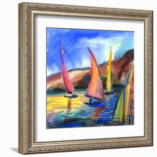 Sailing Boats In The Sea-balaikin2009-Framed Art Print