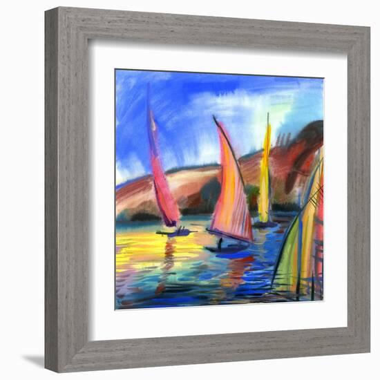 Sailing Boats In The Sea-balaikin2009-Framed Art Print