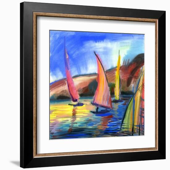 Sailing Boats In The Sea-balaikin2009-Framed Art Print