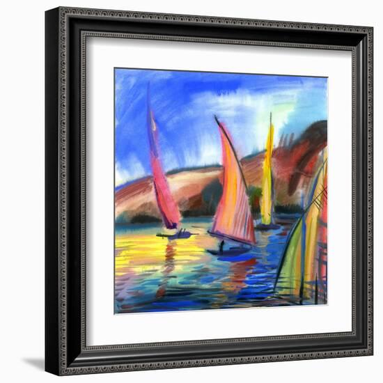 Sailing Boats In The Sea-balaikin2009-Framed Art Print