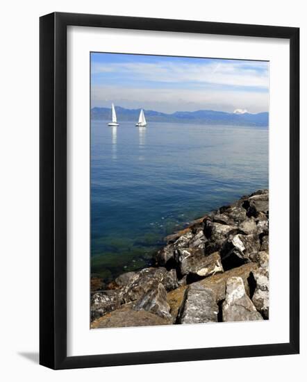 Sailing Boats, Lac Leman, Evian-Les Bains, Haute-Savoie, France, Europe-Richardson Peter-Framed Photographic Print
