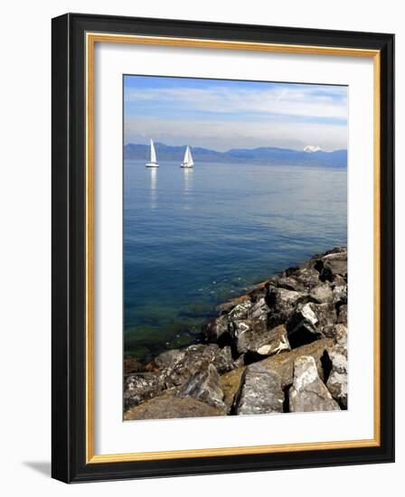 Sailing Boats, Lac Leman, Evian-Les Bains, Haute-Savoie, France, Europe-Richardson Peter-Framed Photographic Print