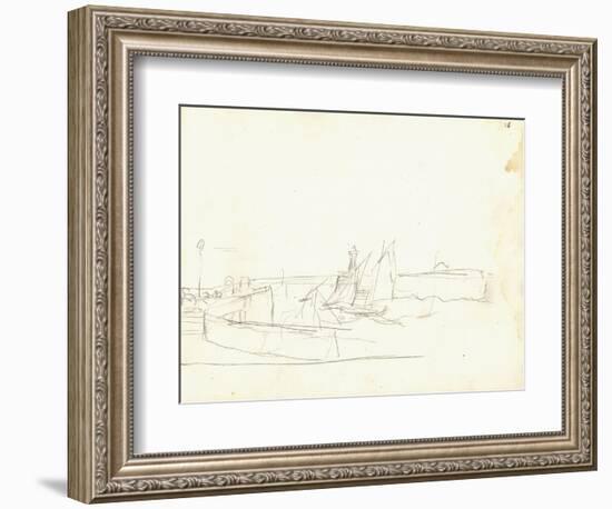 Sailing Boats Leaving a Port (Pencil on Paper)-Claude Monet-Framed Giclee Print