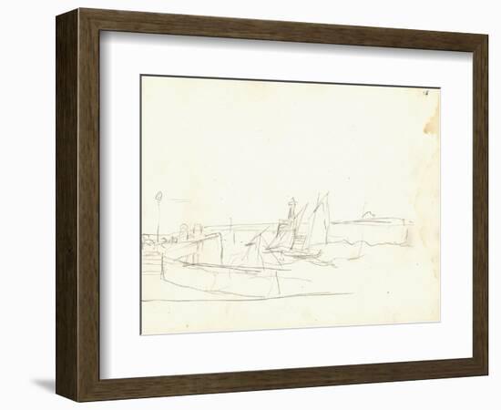 Sailing Boats Leaving a Port (Pencil on Paper)-Claude Monet-Framed Giclee Print