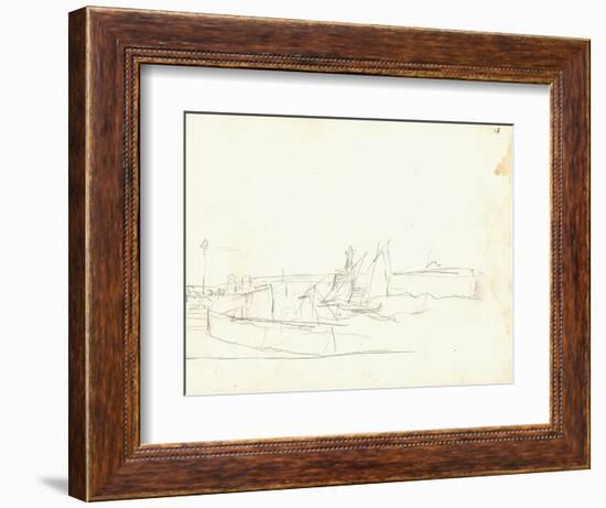 Sailing Boats Leaving a Port (Pencil on Paper)-Claude Monet-Framed Giclee Print