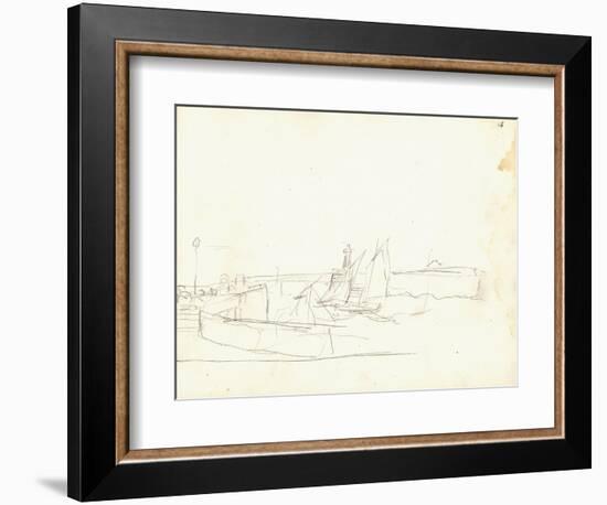 Sailing Boats Leaving a Port (Pencil on Paper)-Claude Monet-Framed Giclee Print