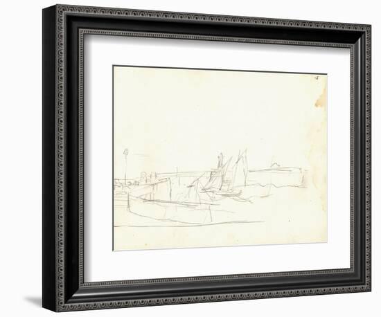 Sailing Boats Leaving a Port (Pencil on Paper)-Claude Monet-Framed Giclee Print