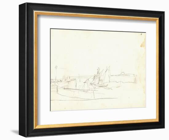 Sailing Boats Leaving a Port (Pencil on Paper)-Claude Monet-Framed Giclee Print