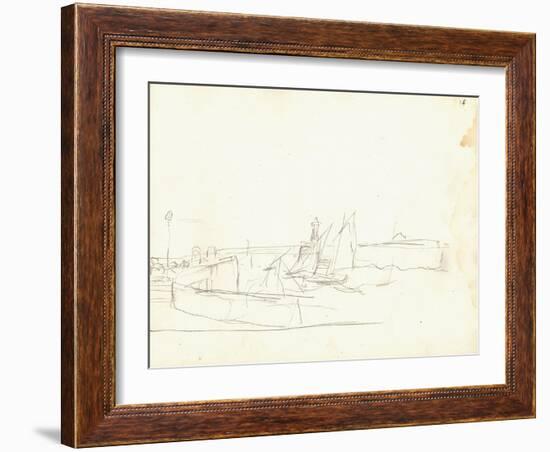 Sailing Boats Leaving a Port (Pencil on Paper)-Claude Monet-Framed Giclee Print