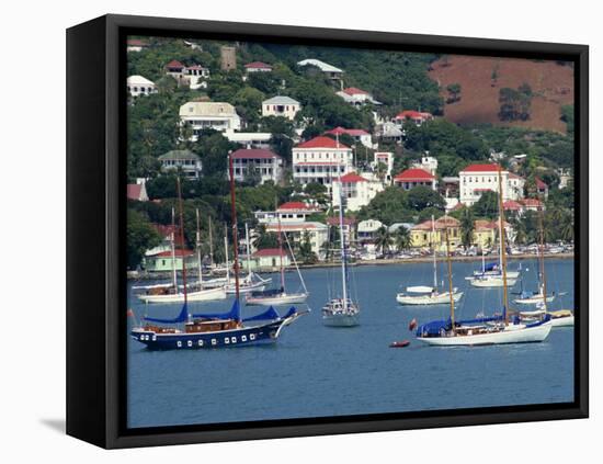 Sailing Boats Moored Off Charlotte Amalie, St. Thomas, U.S. Virgin Islands, West Indies, Caribbean-Ken Gillham-Framed Premier Image Canvas