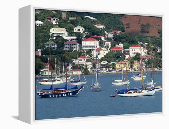 Sailing Boats Moored Off Charlotte Amalie, St. Thomas, U.S. Virgin Islands, West Indies, Caribbean-Ken Gillham-Framed Premier Image Canvas