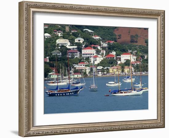 Sailing Boats Moored Off Charlotte Amalie, St. Thomas, U.S. Virgin Islands, West Indies, Caribbean-Ken Gillham-Framed Photographic Print