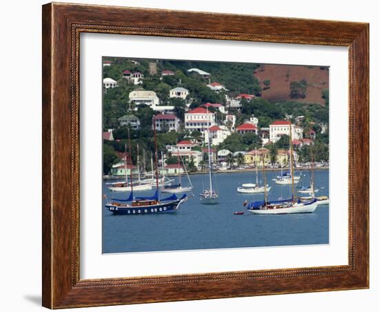 Sailing Boats Moored Off Charlotte Amalie, St. Thomas, U.S. Virgin Islands, West Indies, Caribbean-Ken Gillham-Framed Photographic Print