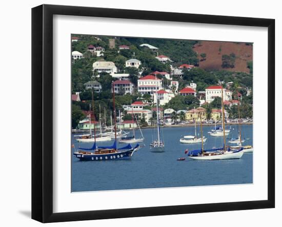 Sailing Boats Moored Off Charlotte Amalie, St. Thomas, U.S. Virgin Islands, West Indies, Caribbean-Ken Gillham-Framed Photographic Print