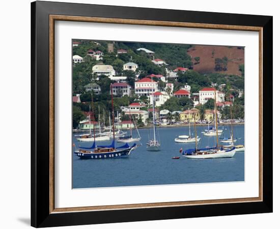 Sailing Boats Moored Off Charlotte Amalie, St. Thomas, U.S. Virgin Islands, West Indies, Caribbean-Ken Gillham-Framed Photographic Print