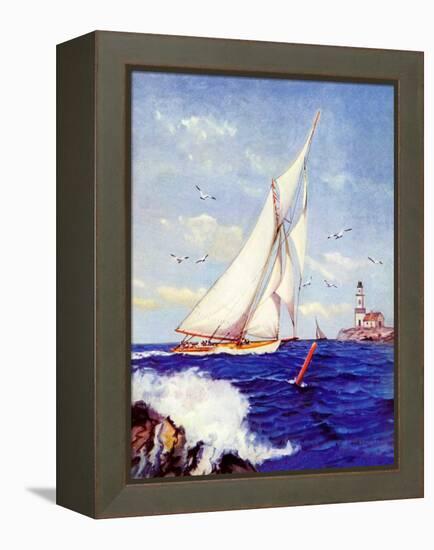 "Sailing by the Lighthouse,"August 1, 1938-Albert B. Marks-Framed Premier Image Canvas