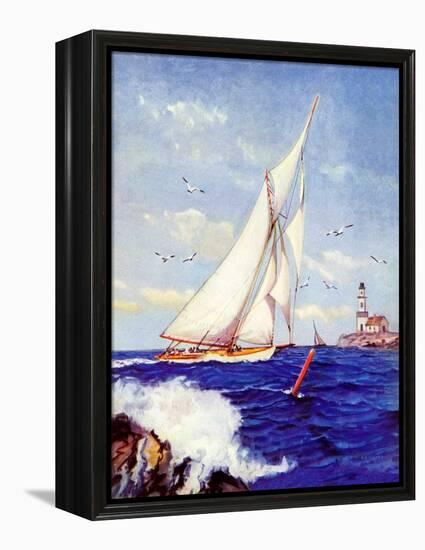 "Sailing by the Lighthouse,"August 1, 1938-Albert B. Marks-Framed Premier Image Canvas