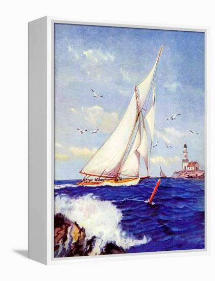 "Sailing by the Lighthouse,"August 1, 1938-Albert B. Marks-Framed Premier Image Canvas