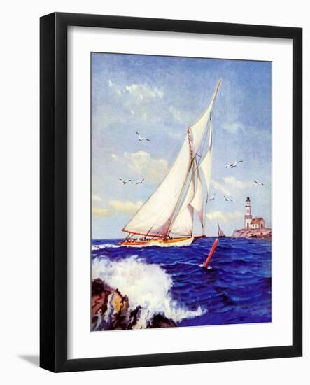 "Sailing by the Lighthouse,"August 1, 1938-Albert B. Marks-Framed Giclee Print