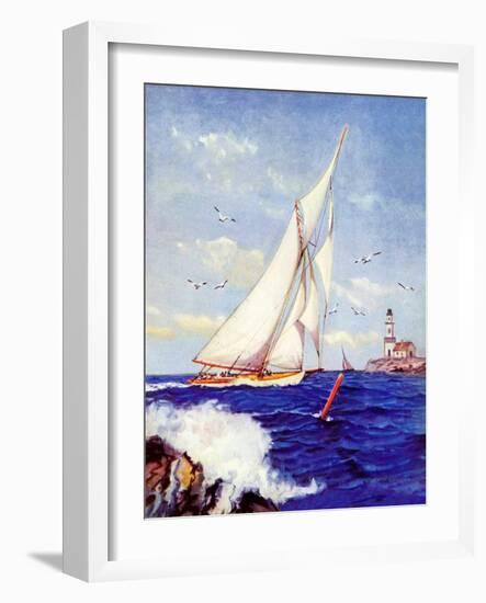 "Sailing by the Lighthouse,"August 1, 1938-Albert B. Marks-Framed Giclee Print