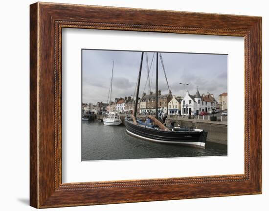 Sailing Herring Drifter Moored in Harbour, Anstruther, Fife Coast, Scotland, United Kingdom-Nick Servian-Framed Photographic Print