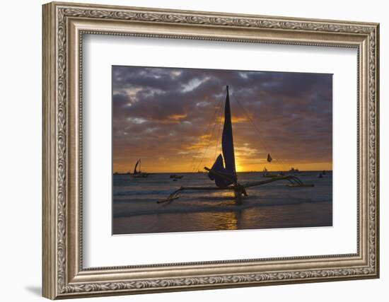 Sailing in the Ocean at Sunset, Boracay Island, Aklan Province, Philippines-Keren Su-Framed Photographic Print