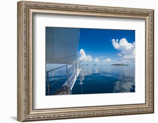 Sailing in the very flat waters of the Mamanuca Islands, Fiji, South Pacific-Michael Runkel-Framed Premium Photographic Print