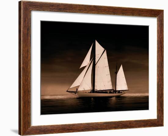 Sailing Off Sepia-Ben Wood-Framed Giclee Print