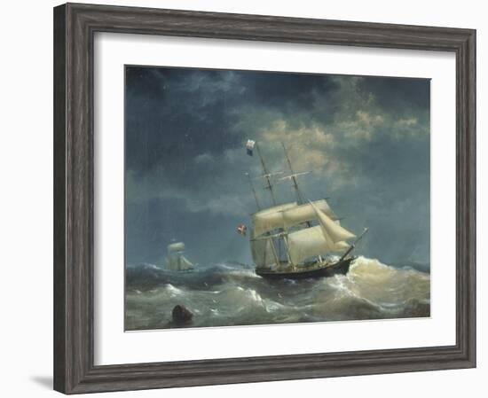 Sailing Ship at Sea-Egidius Linnig-Framed Giclee Print