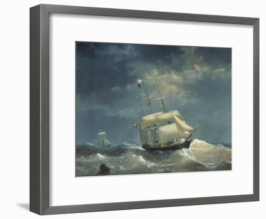 Sailing Ship at Sea-Egidius Linnig-Framed Giclee Print