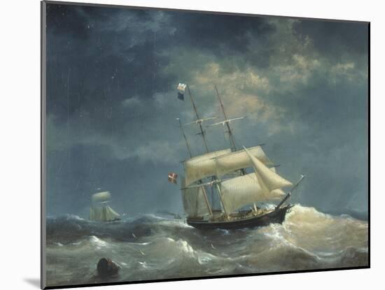 Sailing Ship at Sea-Egidius Linnig-Mounted Giclee Print