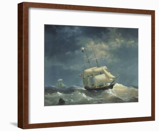 Sailing Ship at Sea-Egidius Linnig-Framed Giclee Print