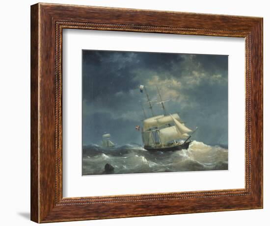 Sailing Ship at Sea-Egidius Linnig-Framed Giclee Print