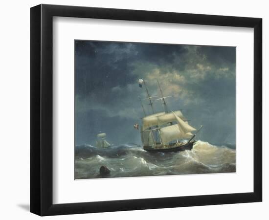 Sailing Ship at Sea-Egidius Linnig-Framed Giclee Print