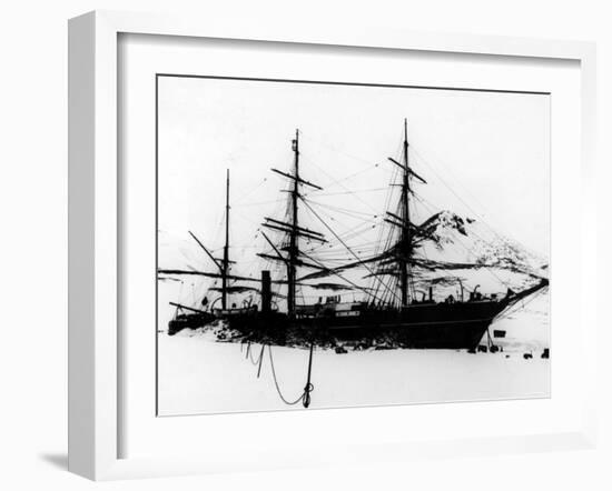 Sailing Ship "Discovery", of Robert F. Scott to South Pole, Frozen During Exploration of Antarctica-null-Framed Photographic Print