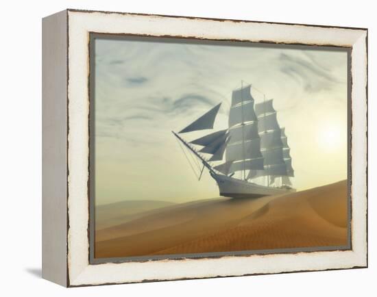 Sailing Ship In Desert-Mike_Kiev-Framed Stretched Canvas