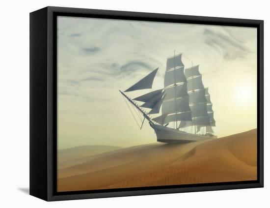 Sailing Ship In Desert-Mike_Kiev-Framed Stretched Canvas