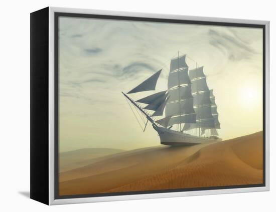 Sailing Ship In Desert-Mike_Kiev-Framed Stretched Canvas