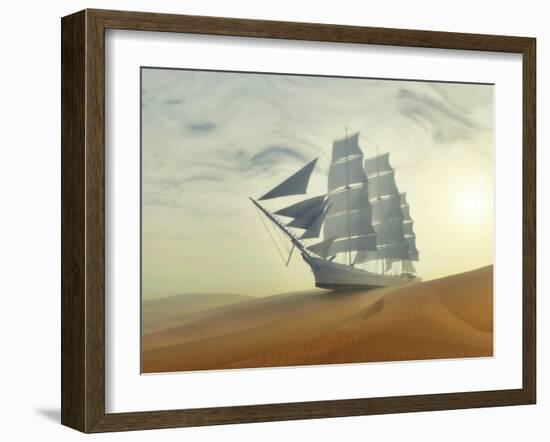 Sailing Ship In Desert-Mike_Kiev-Framed Art Print