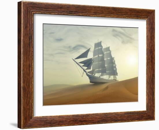 Sailing Ship In Desert-Mike_Kiev-Framed Art Print