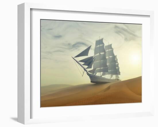 Sailing Ship In Desert-Mike_Kiev-Framed Art Print