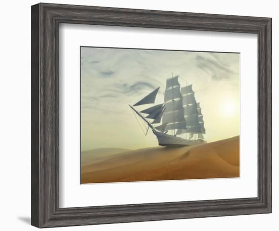 Sailing Ship In Desert-Mike_Kiev-Framed Art Print