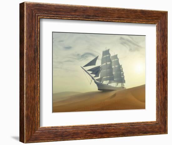 Sailing Ship In Desert-Mike_Kiev-Framed Art Print