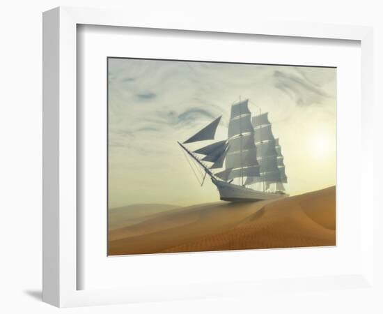 Sailing Ship In Desert-Mike_Kiev-Framed Art Print